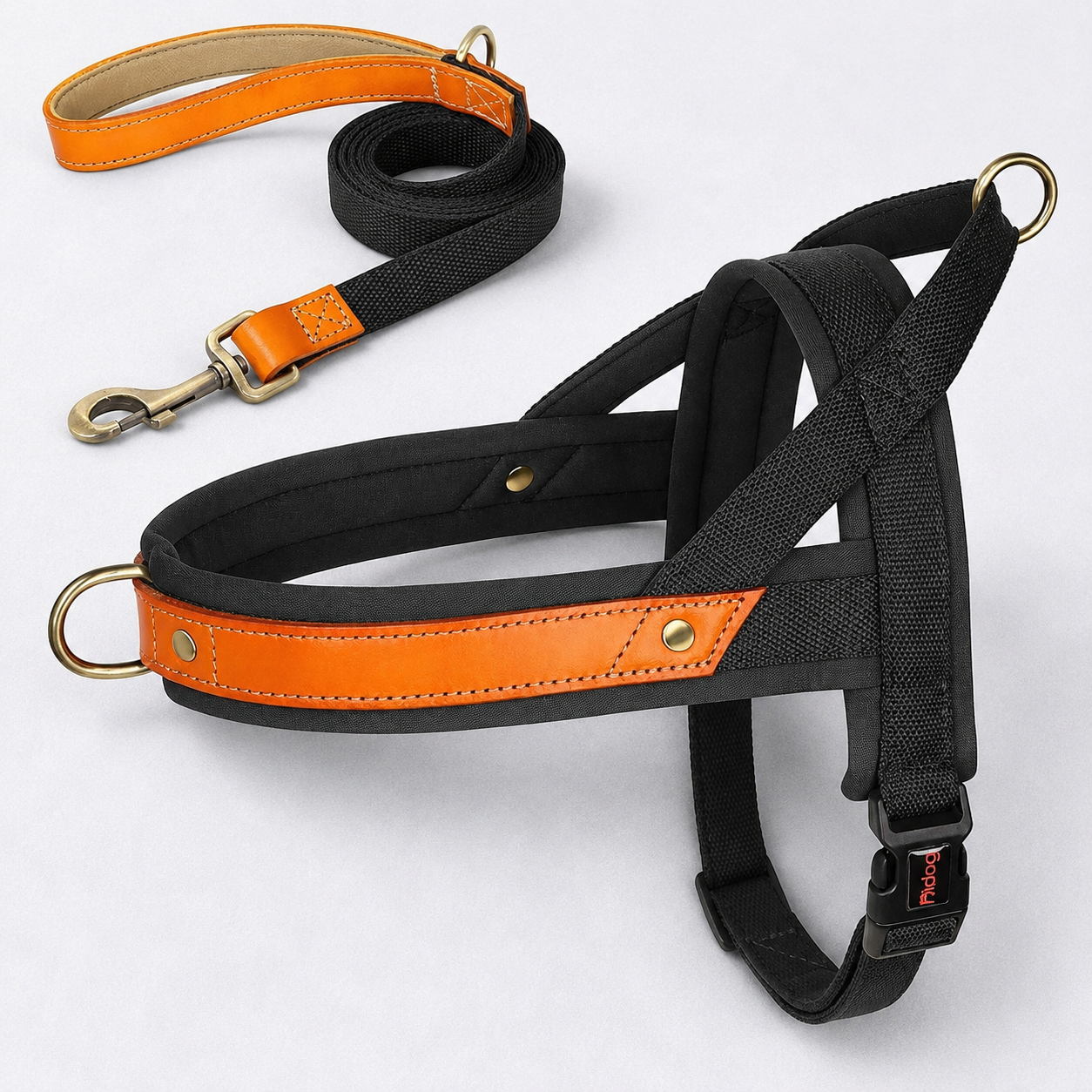 Frenchie Premium No-Pull Harness Collar Leash Set