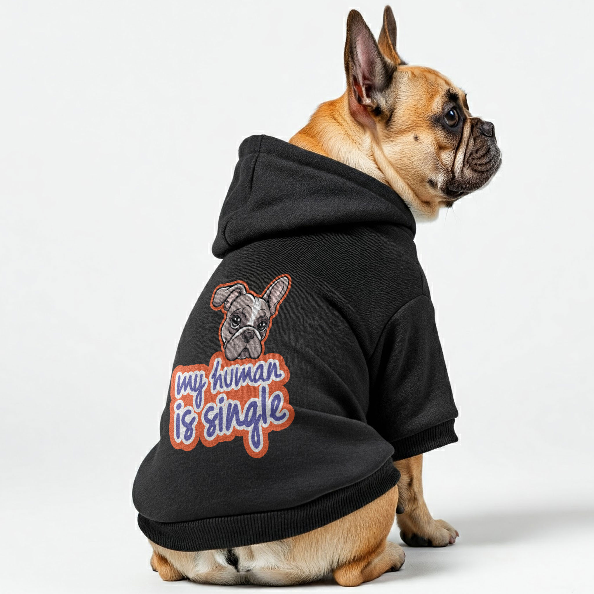 my human is single -  French Bulldog Hoodies – 100% Cotton