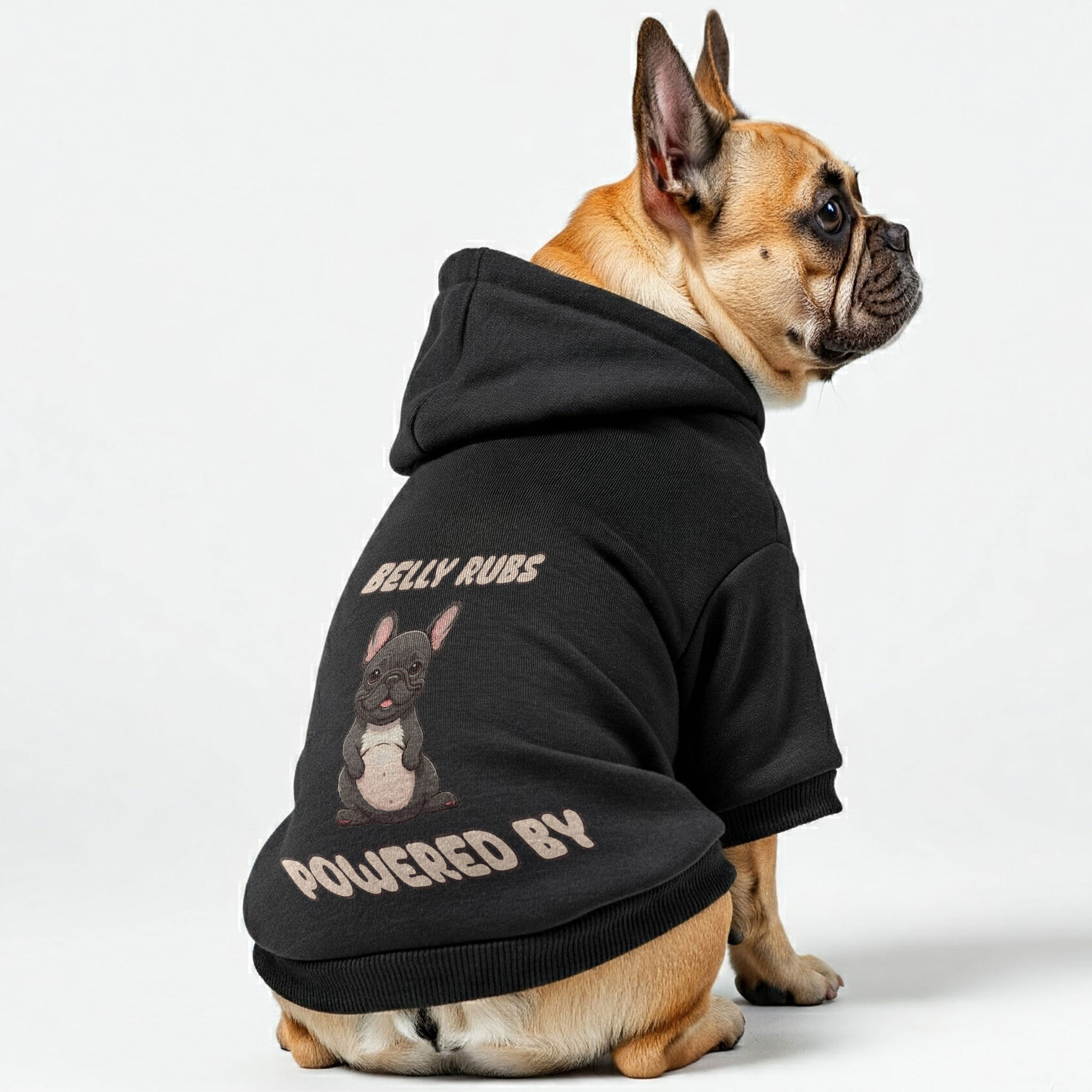 Powered by belly rubs -  French Bulldog Hoodies – 100% Cotton