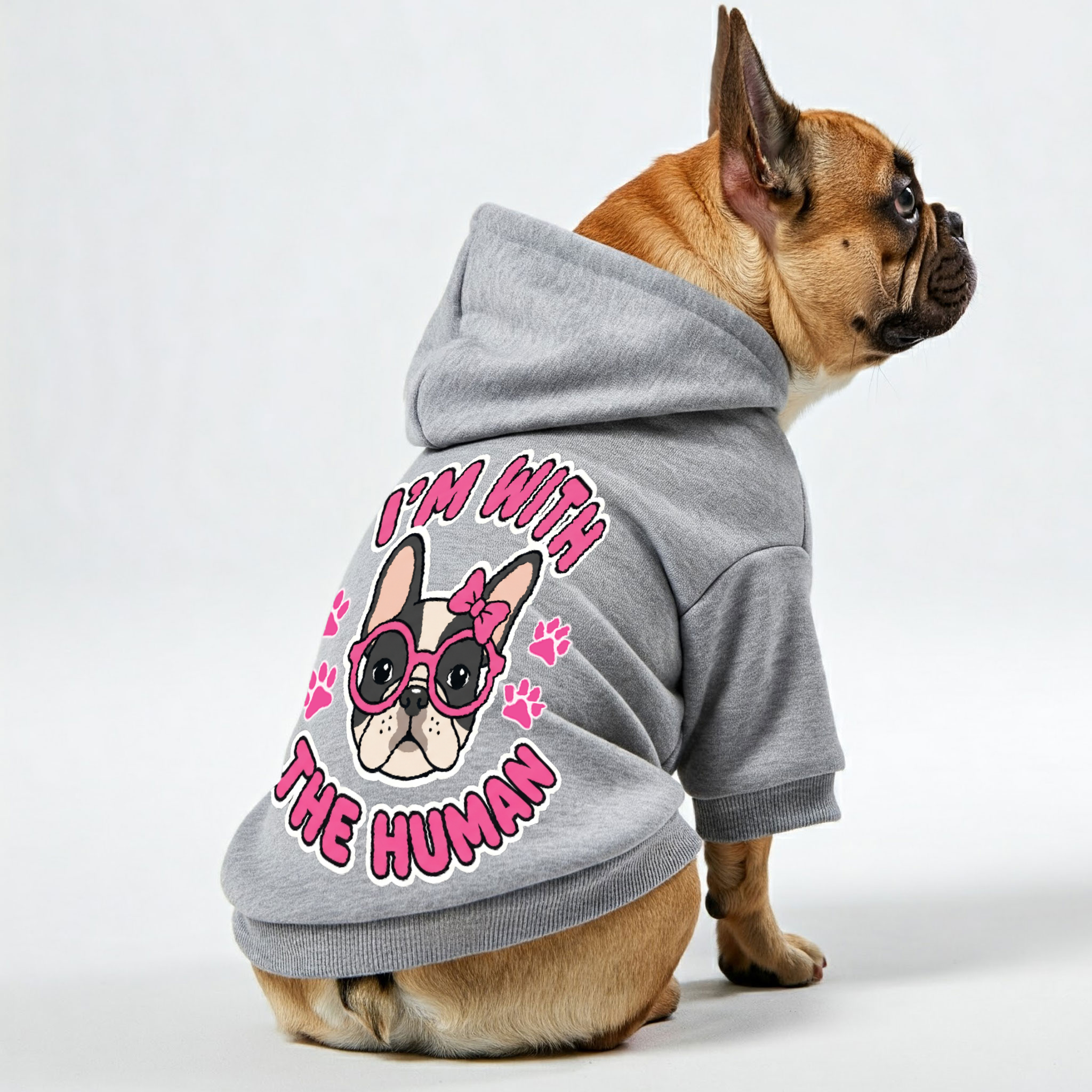 I'm with humman -  French Bulldog Hoodies – 100% Cotton