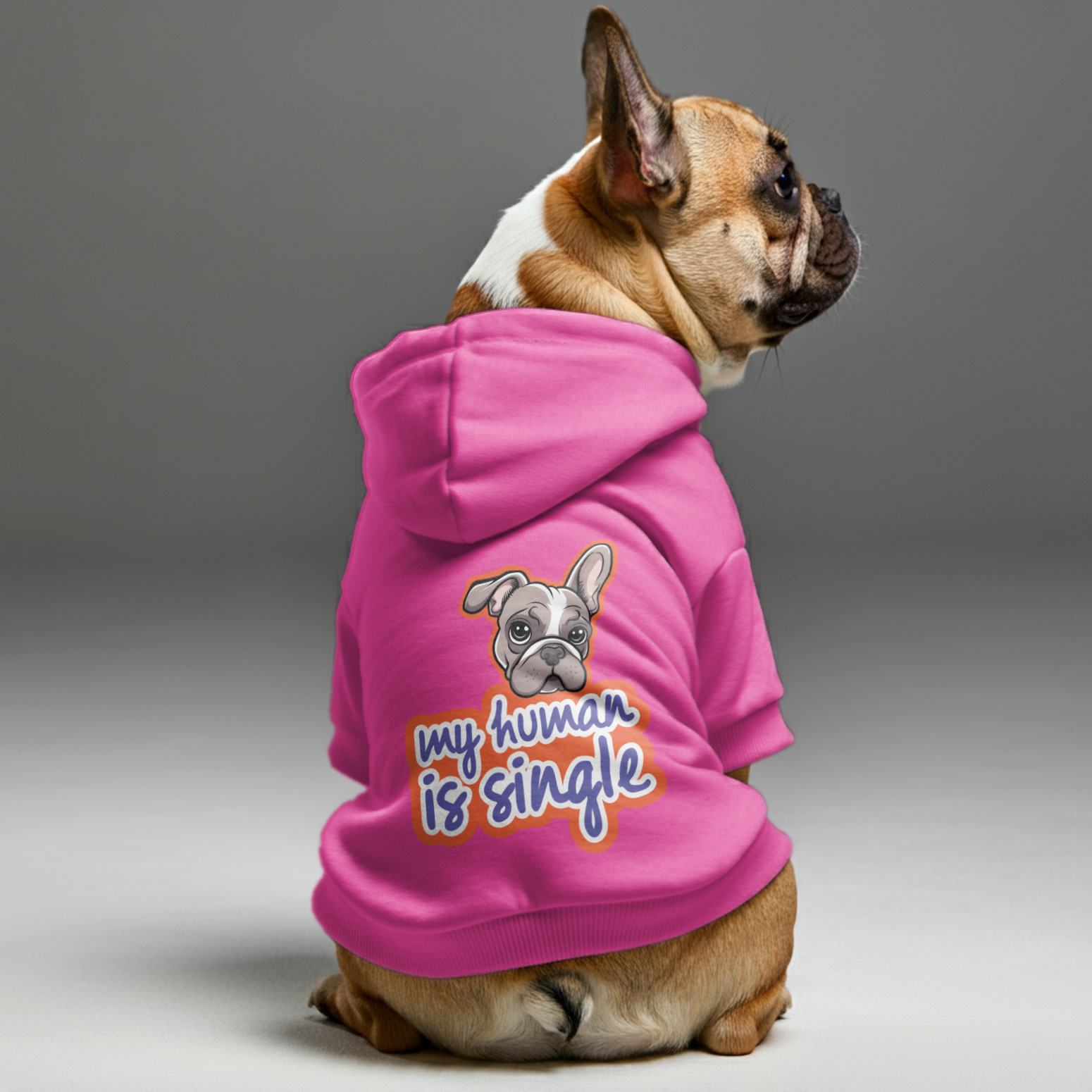my human is single -  French Bulldog Hoodies – 100% Cotton