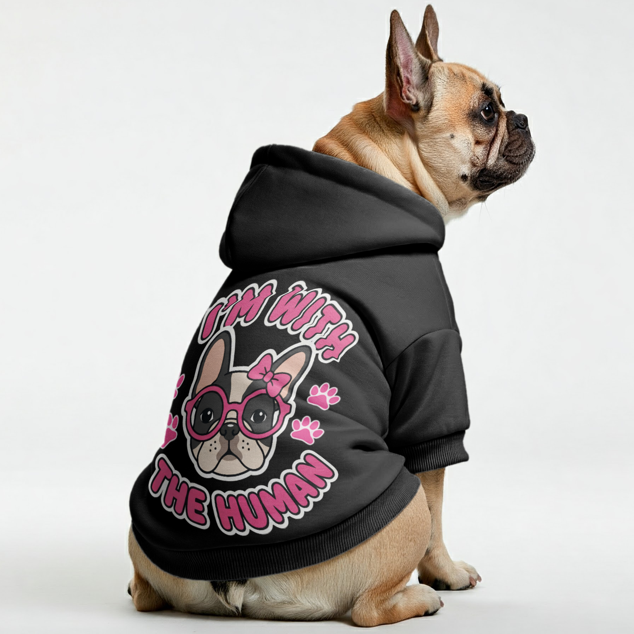 I'm with humman -  French Bulldog Hoodies – 100% Cotton
