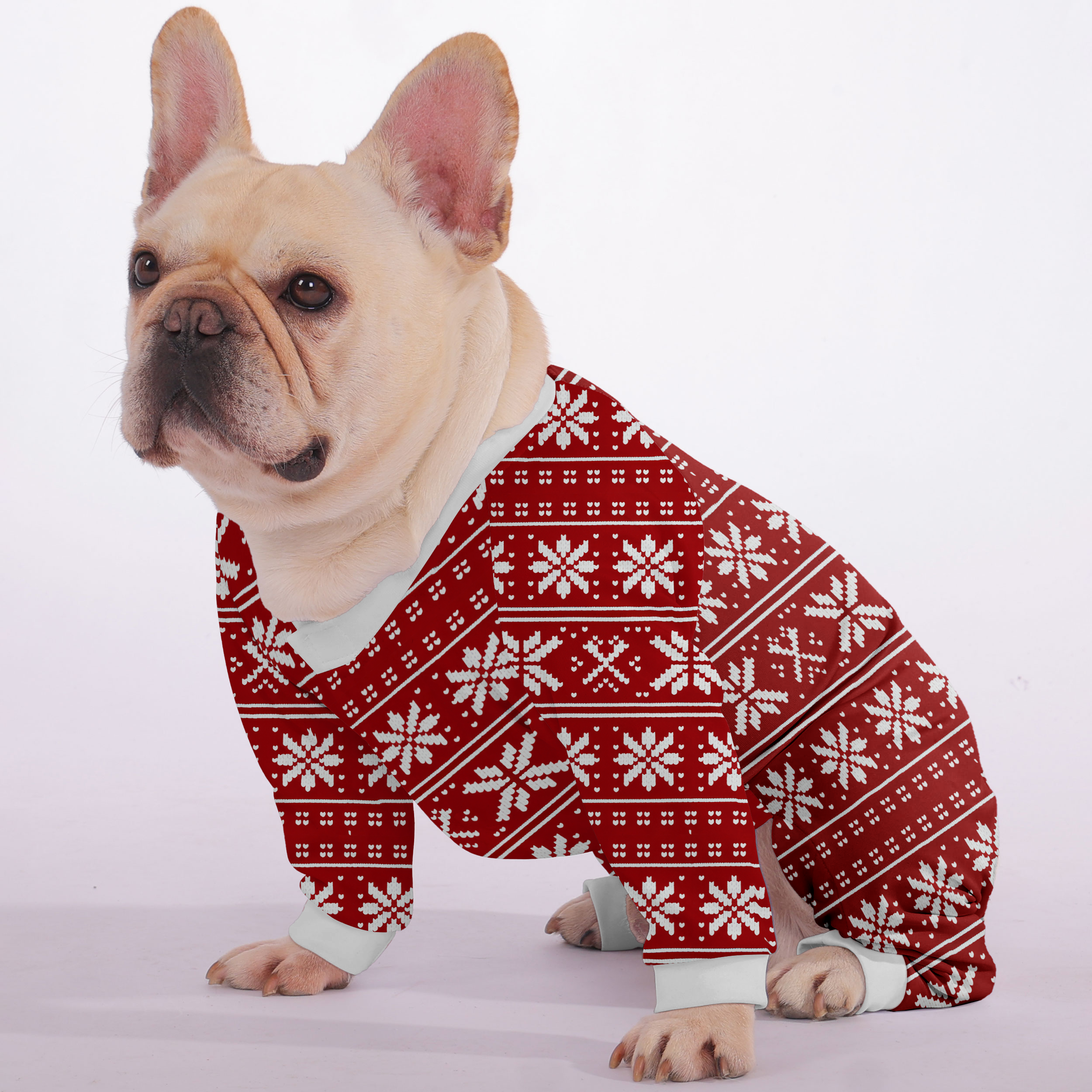 Gracie - Christmas Frenchie Pajamas – Lightweight, Stretchy, Cozy & Festively Stylish