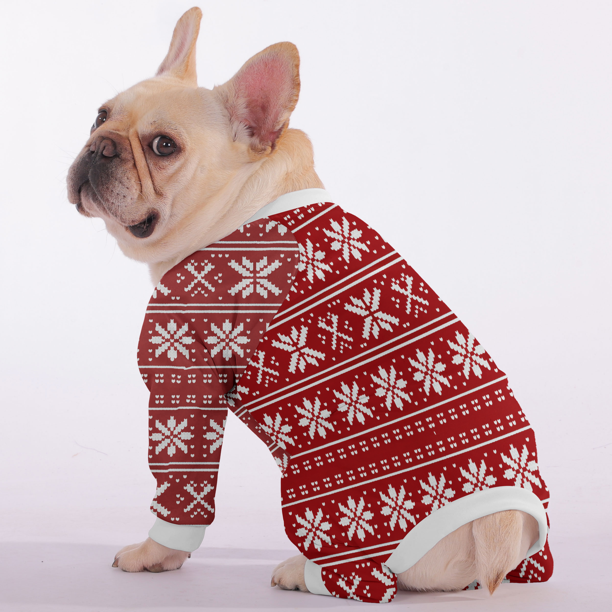 Gracie - Christmas Frenchie Pajamas – Lightweight, Stretchy, Cozy & Festively Stylish