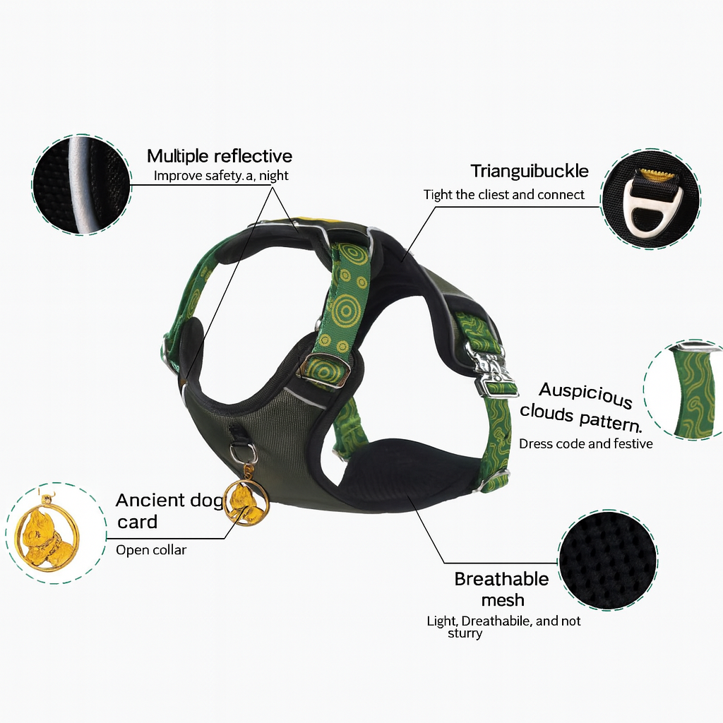 Reflective Frenchie Harness Set with Leash Collar - Frenchie.us