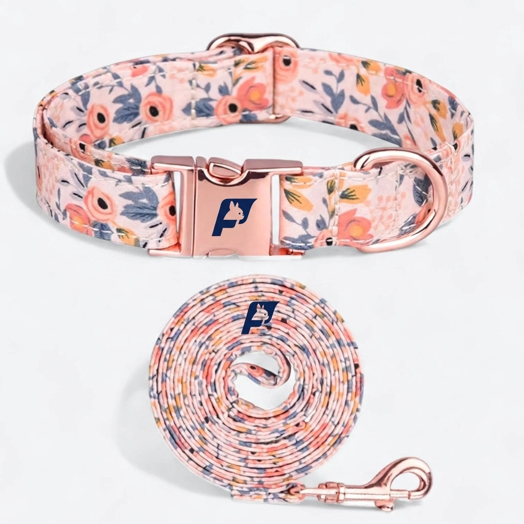 Frenchie Flower Decorative Collar Leash Set